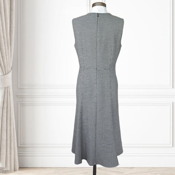 ANN TAYLOR Houndstooth Sleeveless A-line Midi Dress Size 8 Black & White - Picture 2 of 7
